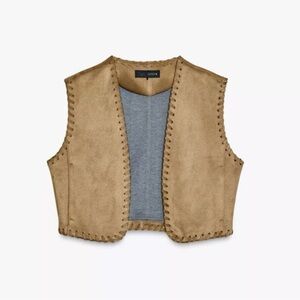 Zara Tan Faux Suede Vest